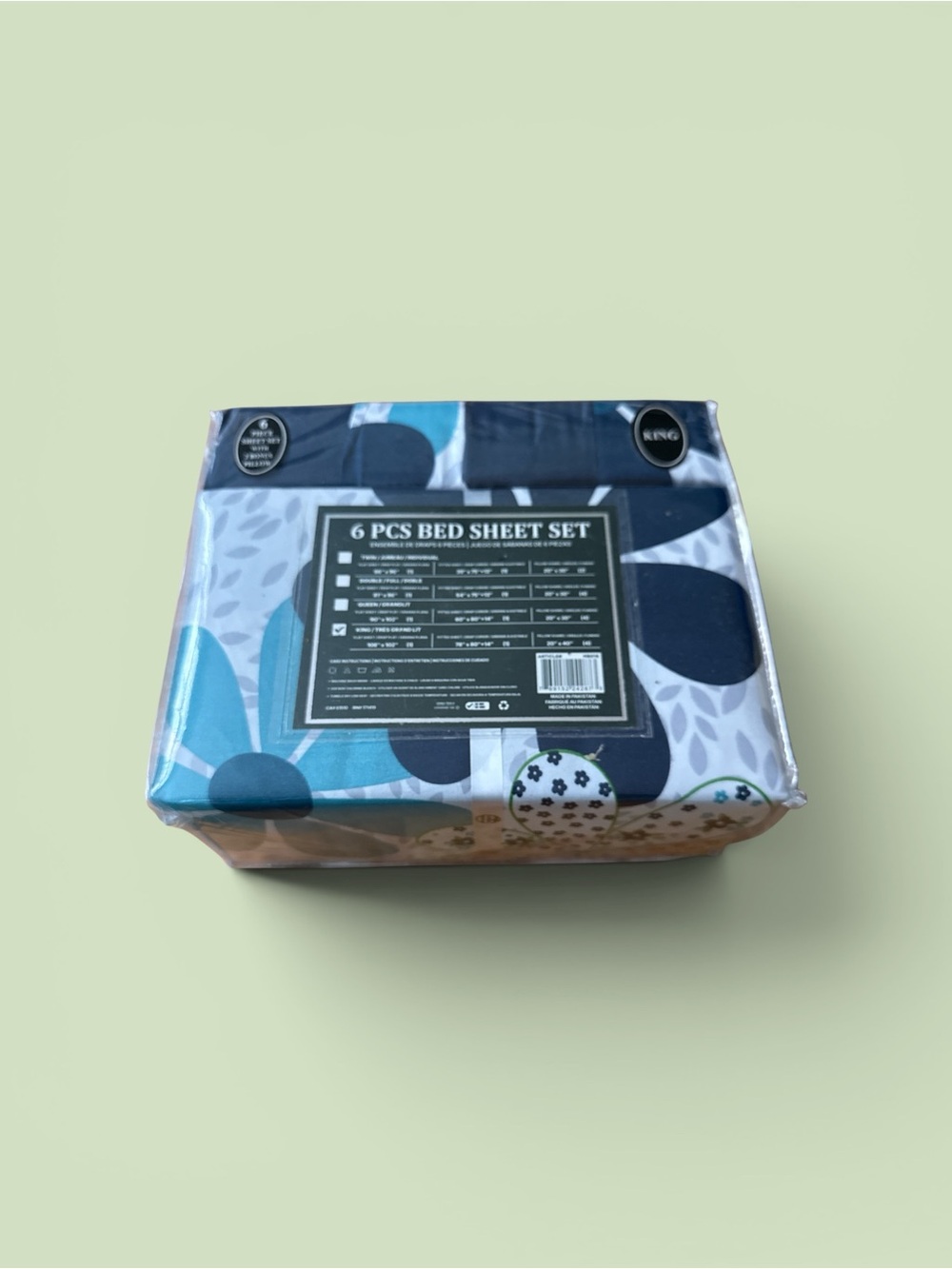 6-Piece Navy & Teal Floral Bed king Sheet Set -